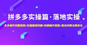 拼多多实操篇·落地实操 完整思路+实操案例+拆解操作思路+复杂的算法简单化