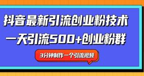 最新抖音引流技术 一天引流满500+创业粉群