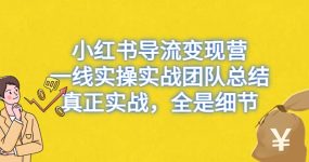 小红书导流变现营，一线实战团队总结，真正实战，全是细节，全平台适用