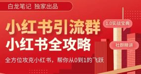 价值980元的《小红书运营和引流课》，日引100高质量粉