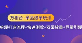 万相台·单品爆单玩法，单爆打造流程+快速测款+双渠放量+巨量引爆
